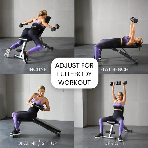 Versatile 5 In 1 Adjustable Weight Bench For Home Gym With Foldable Design And 800 Pound Capacity Ideal For Dumbbell Sets Incline Decline