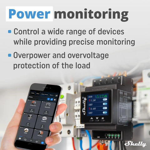 Four Channel Smart Relay With Power Metering And LAN Wi Fi, 16A Per Channel, 40A Total, DIN rail with app control and power monitoring