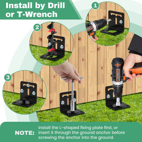 26 Inch Heavy Duty Ground Anchors Screw In For Mobile Homes Sheds Fences Swing Sets Trampolines And Carports Complete Anchor Kit With L Bracket And Drill Adapter For Easy Install And Maximum Wind Security