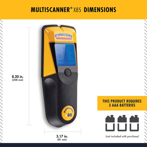 Slick X85 Center Finding Stud Finder With Ac Live Wire Detection And Thermal Wall Scanner dimensions of 8.20 in by 3.17 in.