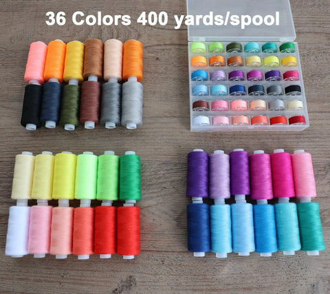 Top Shelf 72 Piece Sewing Thread Kit With 36 Vibrant Polyester Shades And Matching Bobbins, featuring spools with 400 yards each.