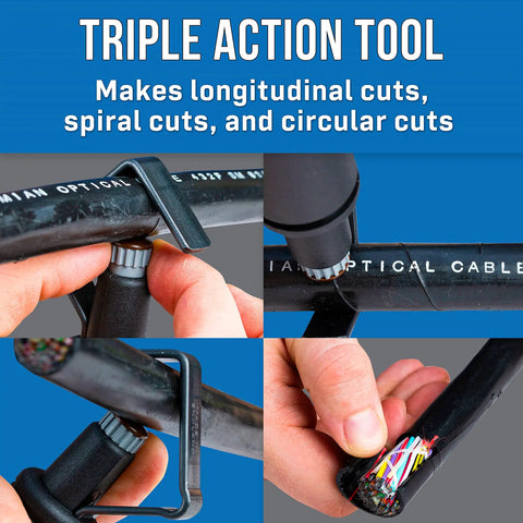 Round Cable Stripper CST-4000 with patented spiral stripping mode performing spiral and circular cuts on large cables.