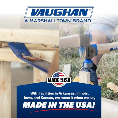 Beefed-Up 17 Inch Fiberglass Hammer Handle For 24oz Nail And Trim Hammer Replacement, USA made branding displayed