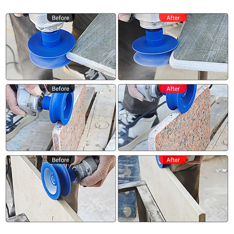 3 Inch Diamond Grinding Wheel Five Eighth To Eleven Thread U Shaped Stone Polishing Tool For Angle Grinders demonstrated on granite.