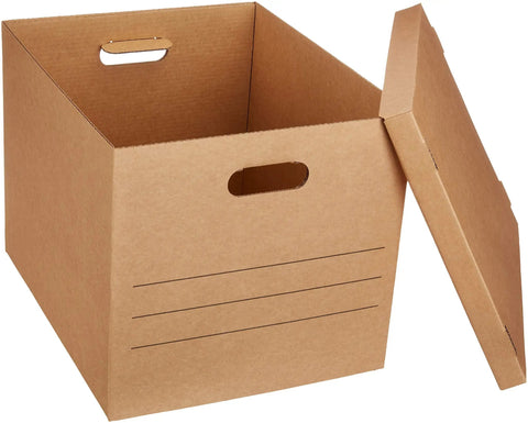 Straight Up Reliable Medium Packing Boxes With No Drama Lift Off Lids And Double Bottom Corrugated Cardboard Storage Containers For Chill Moving Days Pack Of Ten, open box with handles