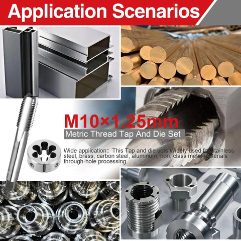 M10 x 1.25 Tap and Die Set for Precision Right Hand Threads, High Speed Steel 6542, various application scenarios