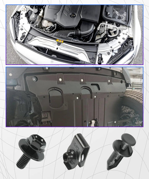 35 Piece Car Engine Under Cover Splash Shield Bolt Kit with rust-resistant steel and aluminum screws, fits most cars and sedans