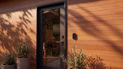 Lightning Fast Fingerprint Door Lock With Smooth Touchscreen Keypad Smart Deadbolt Keyless Entry Zero Lag Biometric Scanner on front door.