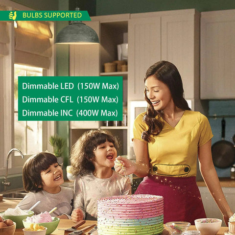 Woman with kids in kitchen adjusting light using Smart Dimmer Switch With Built In Firmware ESP8266 For Home Assistant Control
