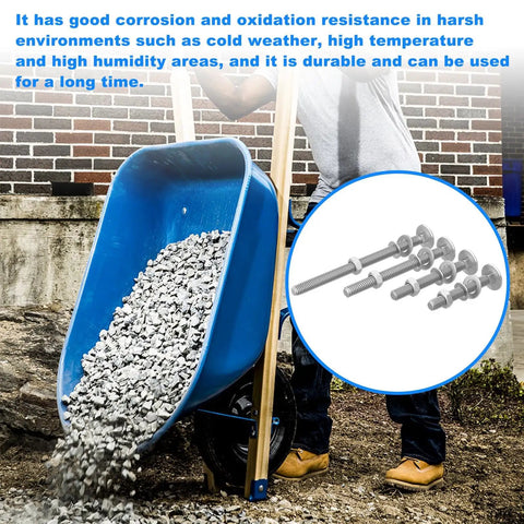 Premium Wheelbarrow Handle Bolts And Nuts Kit Includes Four Heavy Duty Frame Sizes For Quick Repair Of Aging Garden Carts in use with gravel.
