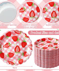 100 Pack Strawberry Grid Paper Plates 9 Inch Disposable Summer Fruit Dessert Tableware For Birthday Baby Shower Wedding Top Tier Party Setup Slay Your Spread Fresh Berry Vibes with strawberry design.
