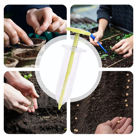 Go To Seed Spreader And Sowing Tool For Gardeners shown in use with ergonomic design for precise seeding in garden beds