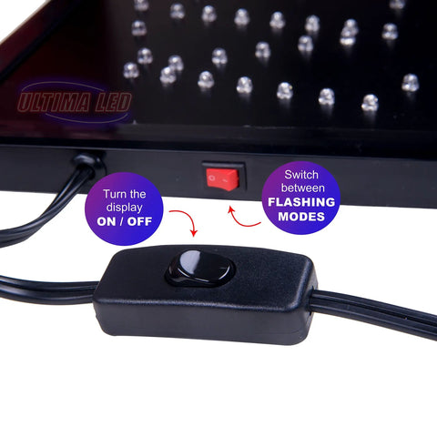 Close-up of LED Neon sign switch for Brighten Up Your Shop With A Vertical LED Neon Open Sign Featuring Flashing Mode Built In Power Cord