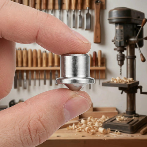 Close-up of hand holding silver dowel center pin in workshop, 16 Pack Woodworking Dowel Center Pins Iron Construction Easy To Use In Confined Areas Prevents Assembly Gaps Silver Drill Hole Transfer Marker For Carpentry Repair And Furniture Making