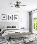 Brightondale 52 Inch Industrial Style Indoor Outdoor LED Ceiling Fan With Light in a modern bedroom, dual finish blades, white