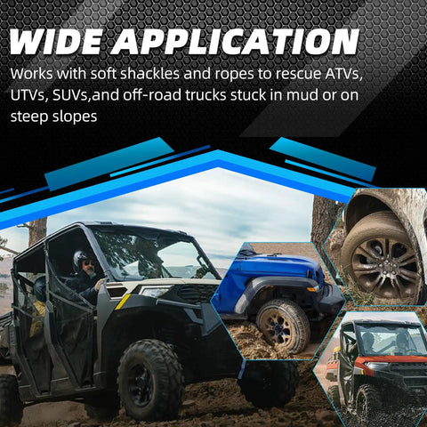 Beefed Up Winch Snatch Recovery Ring For ATV UTV SUV Off Road Trucks Aluminum Alloy With 66000 Pound Breaking Strength Rust Proof And Wear Resistant Rescue Gear For Easy Vehicle Recovery on UTV in mud