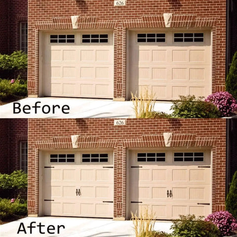 Before and after garage doors with 6 Piece Decorative Garage Door Hinge Handles Steel Hardware Kit For Metal Doors Wooden Doors And More