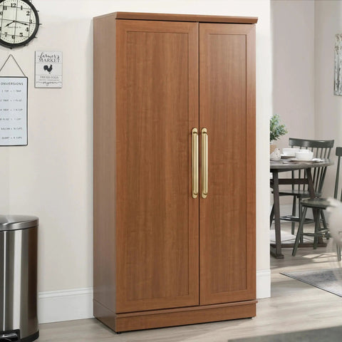 Wooden cabinet with Champagne Bronze Cabinet Pulls 2 Pack With Backplates, 7.5 Inch Center To Center Drawer Handles.