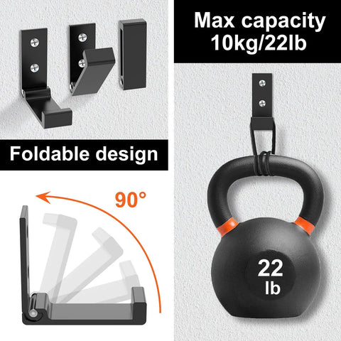 12 Piece Aluminum Alloy Folding Wall Hooks Heavy Duty Coat Hangers Foldable Rustproof Closet Organizer With Mounting Hardware For Coats Towels And Headphones showing foldable design and weight capacity.