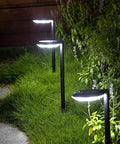 Outdoor Solar Path Lights Waterproof Landscape Pathway Lighting Kit With 6 Cool White SMD LEDs illuminating a garden path.