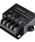 Front view of 24V To 12V Buck Converter 120W 10A Power Regulator Module Plug And Play For Automotive Industrial And DIY Electronics, showing terminals.