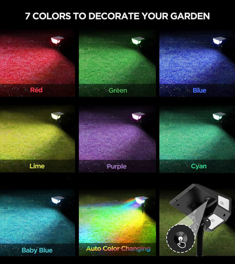 Multicolor Solar Spot Lights Outdoor With 47 LEDs 4 Sides Illuminants 300 Degree Beam IP67 Waterproof lighting color options