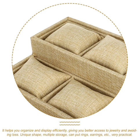 Straight Fire Nine Grid Watch Storage Tray With Plush Linen Cushion showing nine compartments for organizing watches.