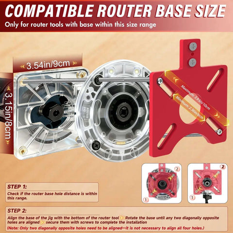 Sigerio 4-in-1 router circle-cutting jig kit in rose red; aluminum alloy bracket with wheel guide for woodworking.