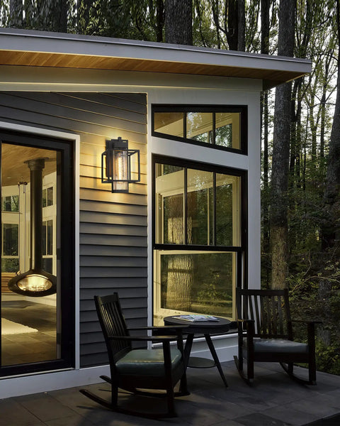 Outdoor Wall Light 1 Light Exterior Sconce In Black Finish With Bubble Glass Shade For Porch Patio Garden on modern house