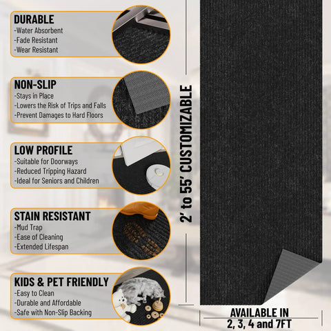 Non Slip Rug With Scrape Rib Pile For Indoor And Outdoor Use Durable Polyester That Traps Dirt Easy Clean