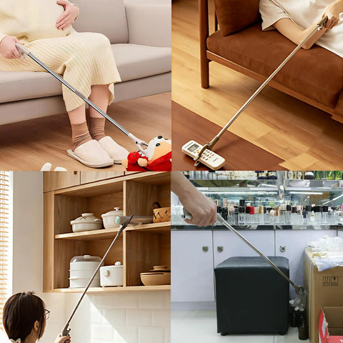 Two Pack Stainless Steel Grabber Reacher Tools Set With 32 Inch Foldable And 16 Inch Rigid Reachers, 360 Degree Rotating Jaw, Heavy Duty Trash Picker For Seniors, Home Garden Use