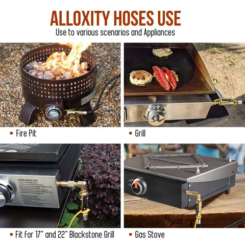 7 Foot RV Propane Hose With Quick Connect And 1 Quarter Inch Safety Shutoff Valve Plus 1 Quarter Inch Male Full Flow Plug used with grills and stoves