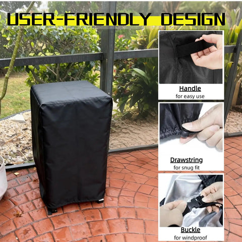 Boss Level Heavy Duty Table Saw Cover for Bosch 10 Inch Saws With Wheeled Stand and Dewalt Rolling Tables displayed outdoors
