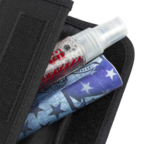 USA flag lens cleaning kit from the Industrial Det Cord Glasses Set With Matte Black Frame And Clear Lenses for quick cleaning
