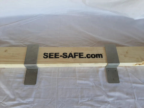 Drop Open Bar Security Barn Door Lock Brackets For 2x4 Wood Boards Tough As Nails Aluminum Stopper Set on wood beam.