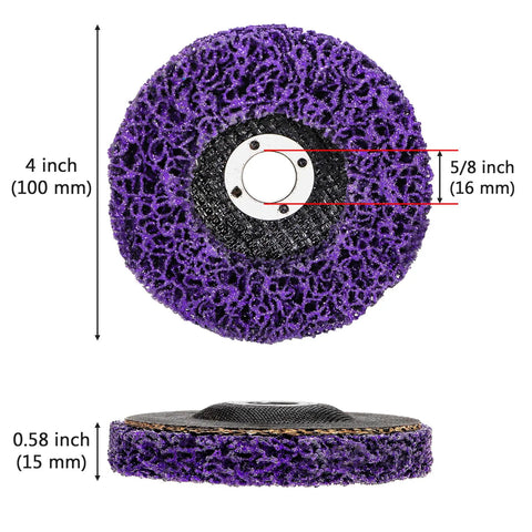 Six Pack 4 Inch Stripping Discs for Angle Grinder 5/8 Inch Arbor Rust and Paint Removal Wheel silicon carbide close-up view
