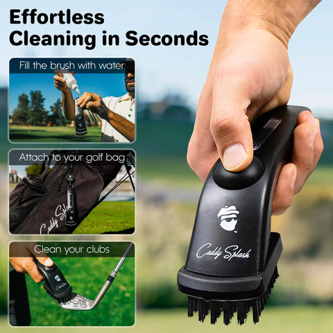 Golf Club Brush With Water Release And Retractable Clip Push Button For Easy Cleaning Nylon Bristles Holds 4 Oz Heavy Duty