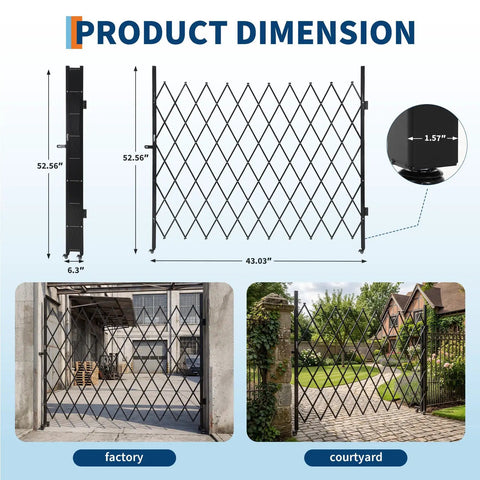 Secure Your Zone With This Beast Mode Heavy Duty Expandable Security Gate dimensions 52.56" height 43.03" width for driveway use.
