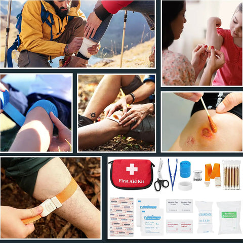 All In One Outdoor Survival Gear Set With Large Camping Backpack And First Aid Kit, various injuries treated in wilderness