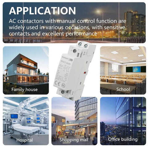 Dead Silent 25a Ac Dc 120v Contactor 2 Pole Normally Open Din Rail Module For Hvac And Ev Systems depicted in various applications.