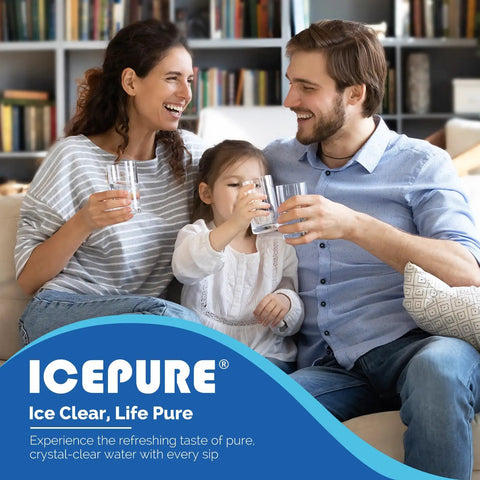 Family enjoying fresh water representing 2 Pack Replacement Refrigerator Water Filter For Whirlpool And Maytag EDR4RXD1 UKF8001 AXX