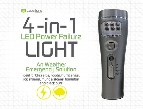 4-In-1 Eco-I-Lite Rechargeable Emergency Flashlight Night Light Power Failure Light And Work Light with instructions