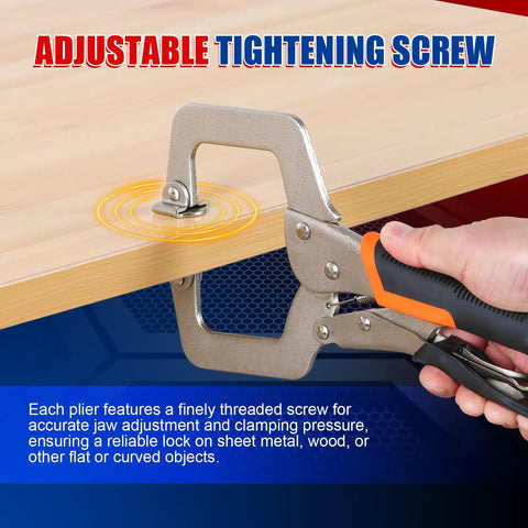 11 Inch Locking C Clamp Pliers With Quick Release for welding and woodworking on wood surface with adjustable screw
