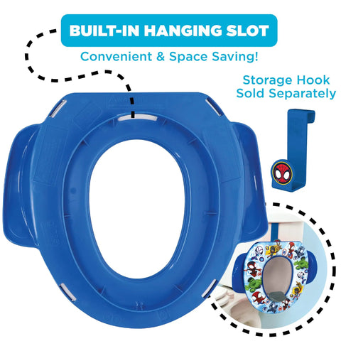 Ultra Comfy Toddler Potty Training Seat With Rock Solid Side Handles And Dead Simple Rinse Off Design Made In Usa built-in hanging slot for easy storage.