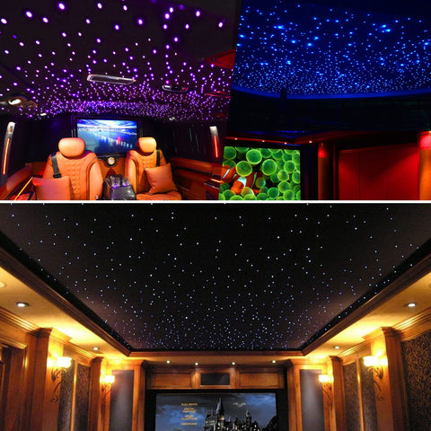 Starlight Headliner Kit For Cars With Shooting Star And Twinkle Effects used in vehicle and home theater ceilings, RGBW lights.