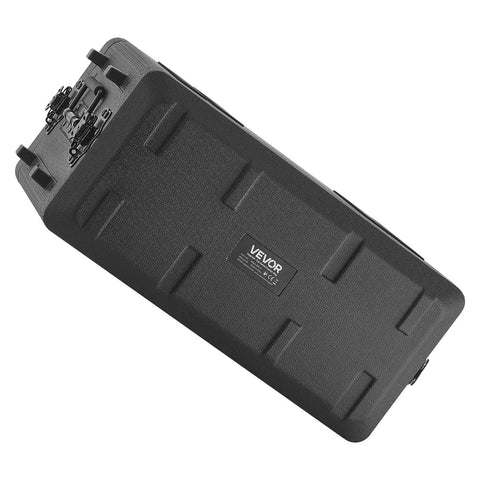 Kickass 4U Rack Mount Case Shallow Flight Box With Integrated Mic Storage heavy duty polyethylene build, top view of storage unit.