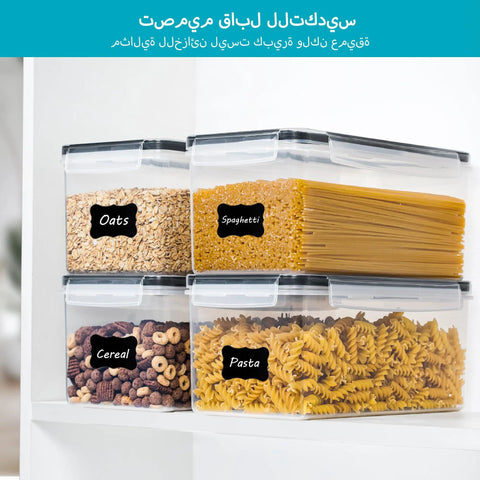 Airtight Food Storage Containers With Lids 4 Pack 3.2L Plastic Spaghetti Canisters For Pasta Organizer BPA Free