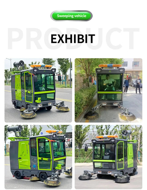Ride On Industrial Floor Sweeper For Commercial Use Heavy Duty Machine, green and gray, designed for fast cleaning of large spaces.
