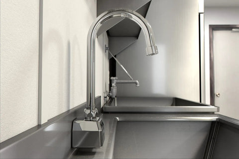AquaSpec Wall Mount Service Sink Faucet With Vacuum Breaker Pail Hook And Wall Brace Chrome Finish Metal Lever Handles 8-Inch Spout