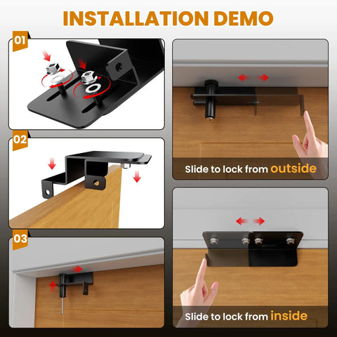 Installation demo for Universal Child Safety Door Top Lock Rock Solid Toddler Proof Gate Lock on interior door.